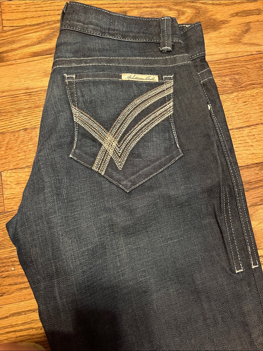 William Rast Men's Straight Jeans in Dark Blue with Contrast Stitching